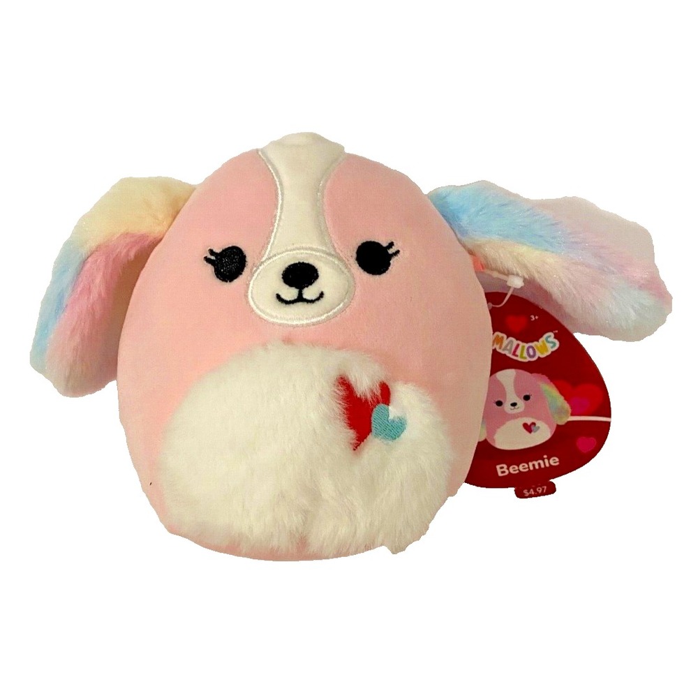 BEEMIE‎ Squishmallows 5" Valentines Dog Fuzzy Belly Plush NWT